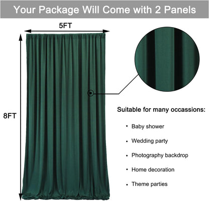 10 ft x 10 ft Wrinkle Free White Backdrop Curtains for Wedding Parties, Polyester Photography Backdrop Drapes for Birthday Parties Stage Backdrop Stand, 2 Panels 5x10FT Background Curtains
