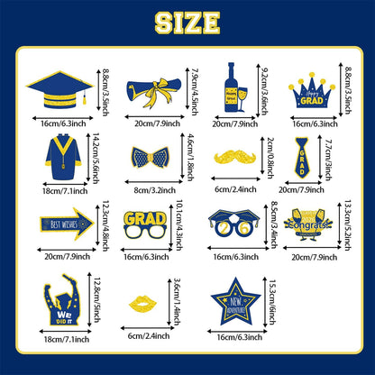 Graduation Decorations Class of 2026 Photo Booth Props - Blue and Gold 2026 Graduation Frame & Photo Props Congrats Grad Class of 2026 Decor for Graduation Party Supplies