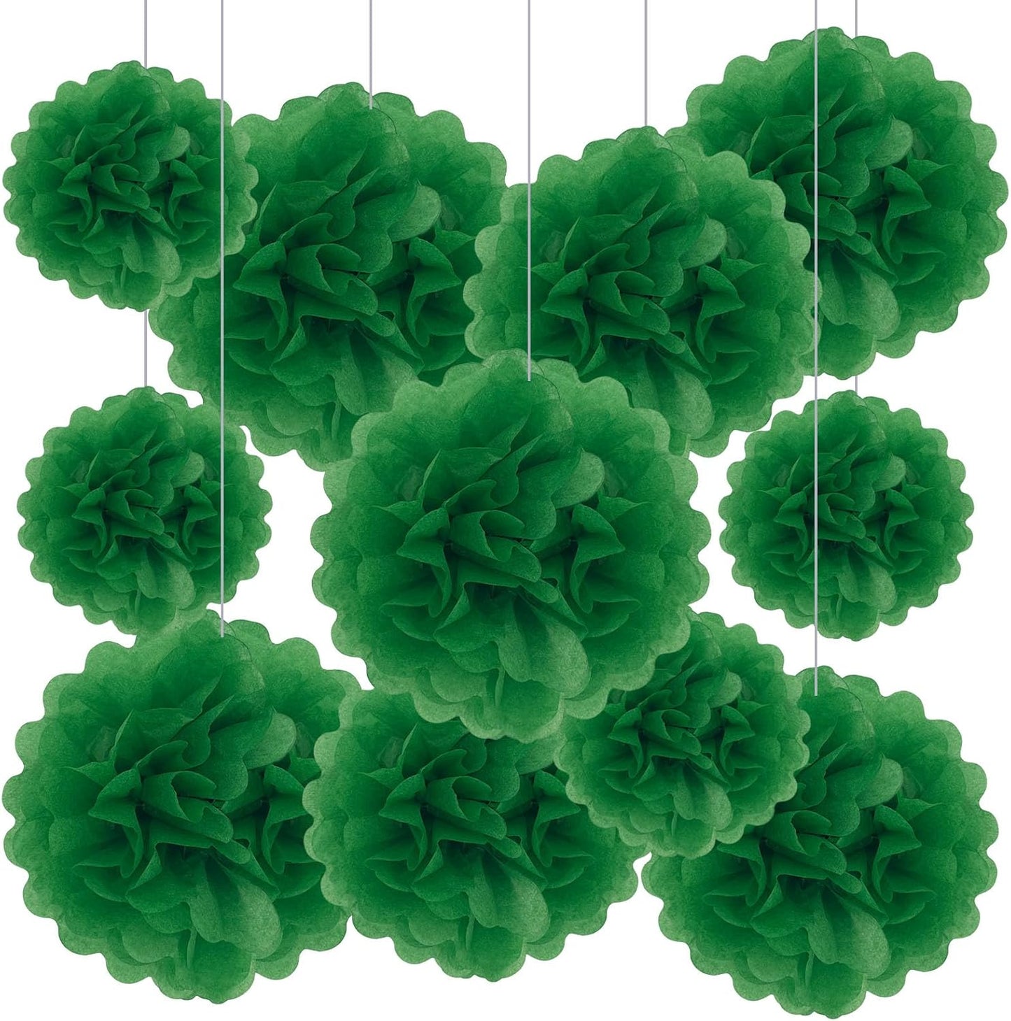 Tissue Paper Pom Poms, Pink Tissue Paper Flowers, Hanging Flower Balls for Weddings Fiesta Parties Birthday Baby Showers Classroom Bridal Shower Decoration (18Piece Set-6/10/12/14Inch)