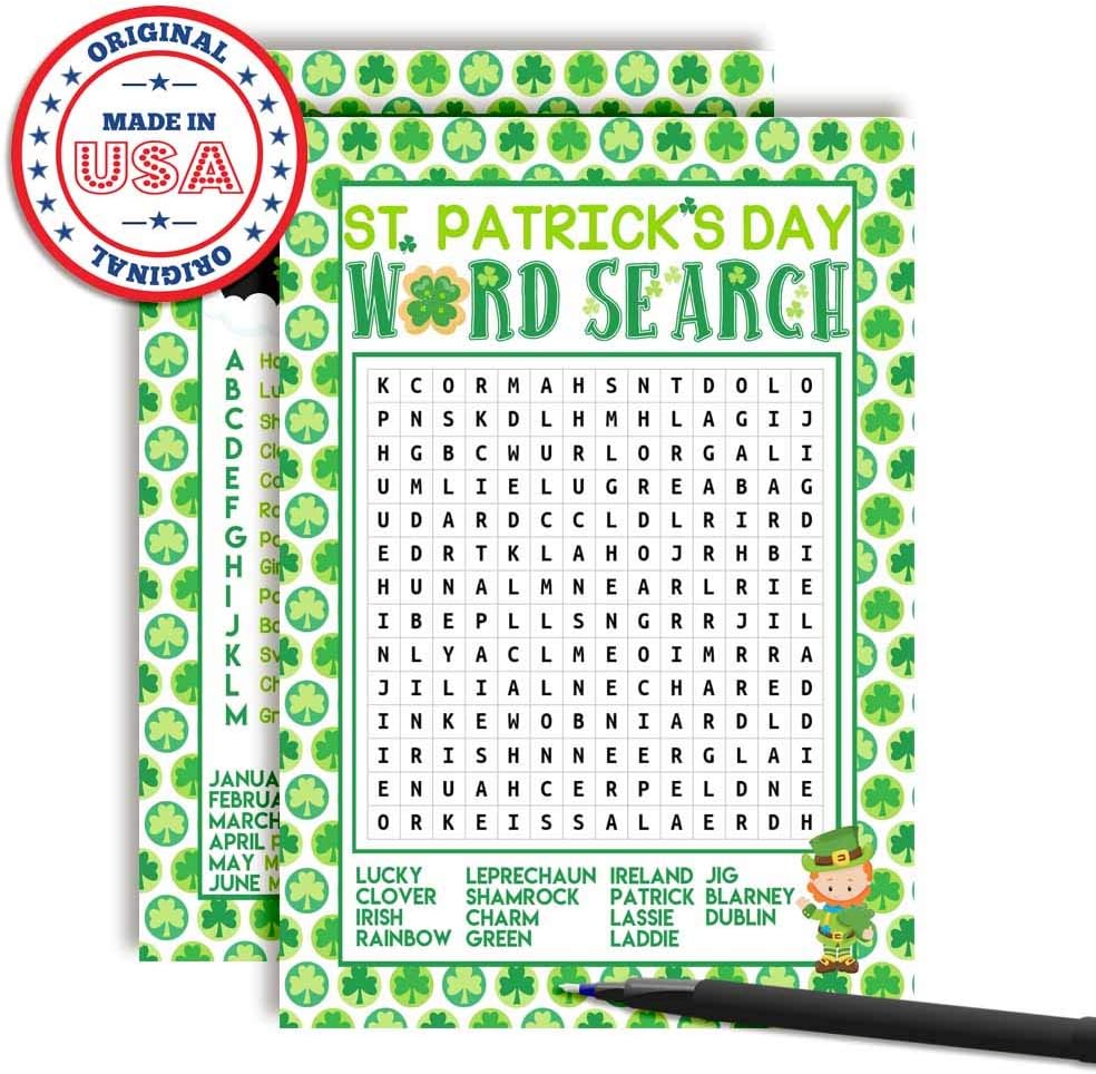 St. Patrick's Day Scavenger Hunt Word Scramble Holiday Fill In Game Cards, Ten 5" x 7" Fill In The Blank Cards by AmandaCreation