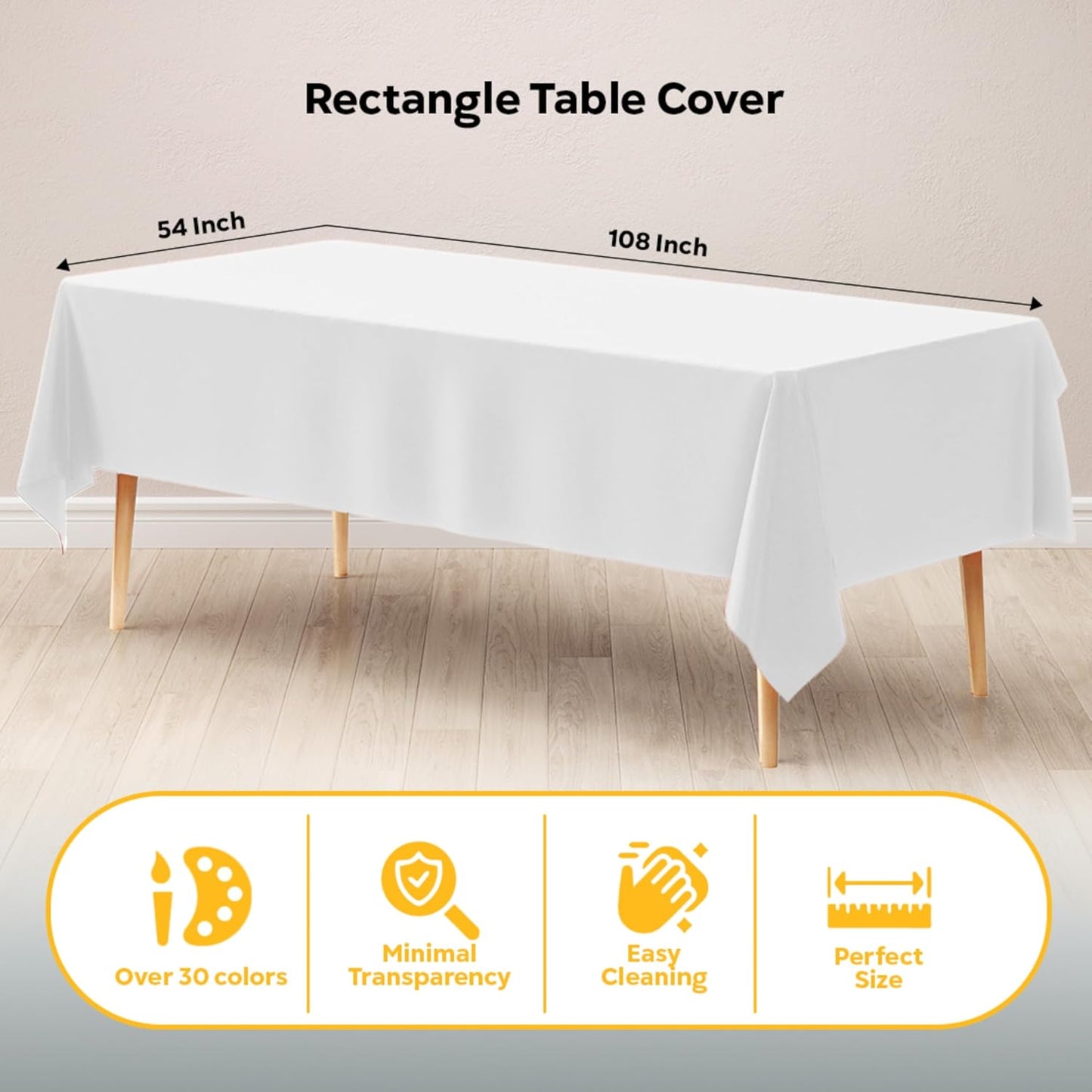 12-Pack Premium Plastic Tablecloth 54in. x 108in. Rectangle Table Cover - Dark Blue - Colors B