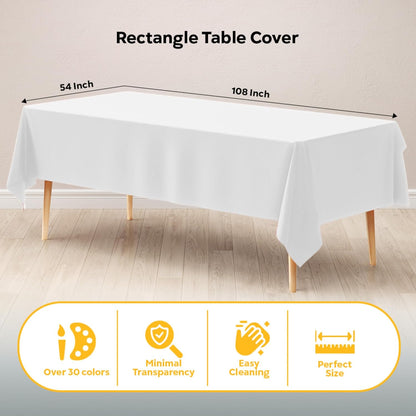 12-Pack Premium Plastic Tablecloth 54in. x 108in. Rectangle Table Cover - Dark Blue - Colors B