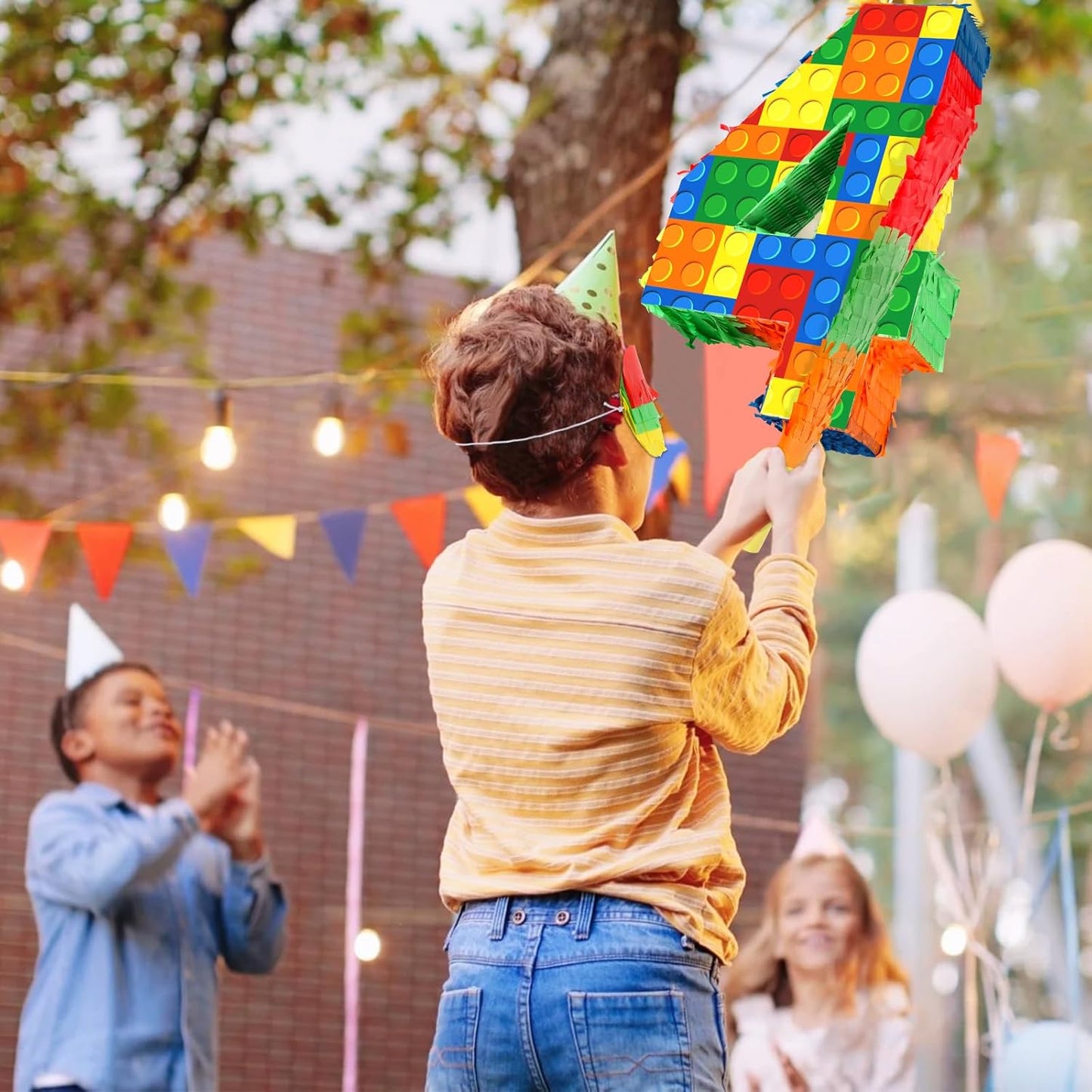 Hooqict Mexican Pinata with Blindfold and Bat Stick Party Pinata for Fiesta Carnival Cinco de Mayo Decorations Kids Adults Mexican Party Games Birthday Party Supplies
