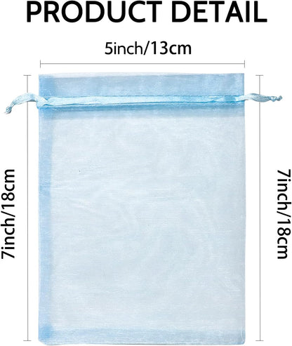 Wudygirl 100pcs 5X7 Inches White Organza Bags Christmas Drawstring Pouches Party Wedding Favor Bags Goodie bags(White 5x7)