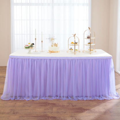 72inch Champagne Gold Tulle Table Skirts for Rectangle Round Tables, Gold Grim Ruffle Tulle Tutu Cloth Table Skirt 6ft for Wedding Birthday Party Cake Dessert Decor(No Top Cover)