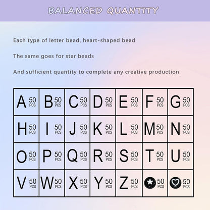 Amaney 1400pcs Glow Letter Beads, Heart Beads Whit Elastic Beading Cord,4x7mm Round Acrylic Alphabet Beads for Friend Bracelet Jewelry Making