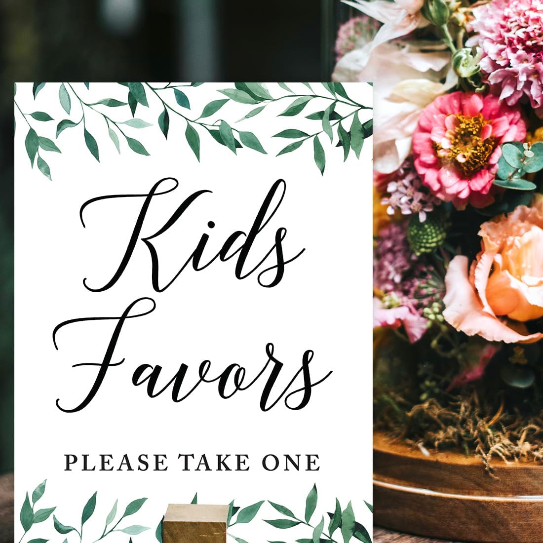 Andaz Press Wedding Party Signs, Natural Greenery Green Leaves, 8.5x11-inch, Bridal Shower Scavenger Hunt, 1-Pack - Colors D