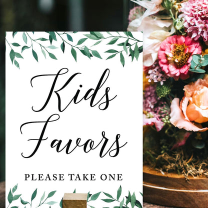 Andaz Press Wedding Party Signs, Natural Greenery Green Leaves, 8.5x11-inch, Bridal Shower Scavenger Hunt, 1-Pack - Colors D