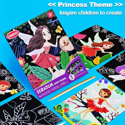 JUNQIU Scratch Art for Kids, Unicorns Black Rainbow Scratch Art Paper Set-Arts and Crafts & Supplies, DIY Activity & Party Games, Gifts for Toddlers, Girls & Boys Ages 3, 4, 5, 6, 7, 8
