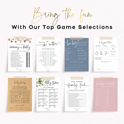 GardenCity Baby Bingo, Fun Baby Shower Games for Girl (50 Unique Cards), Pre-Filled, Perforated Calling Cards, Gender Neutral (Wildflower)