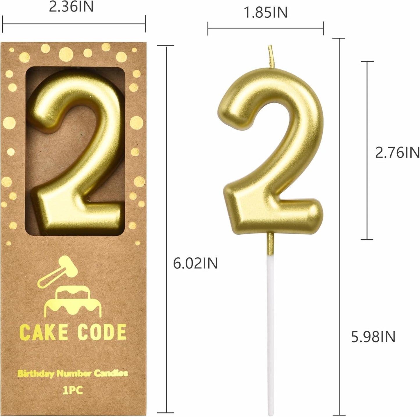 2.76 Inch Classical Gold 5 Number Birthday Candles, Gold Number Candles, Cake Number Candles, Party Celebration