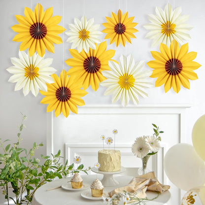 Easy Joy Paper Leaves Decorations for Wall Paper Fans Classroom Decoration Leaves Backdrop Decor Wall Decor,Set of 9