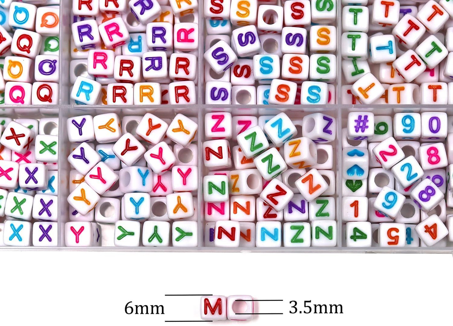 Melius 1450Pcs Acrylic Glow Letter Beads, Alphabetical Glowing in The Dark Beads in 28 Grid Box for Jewelry Making, DIY Bracelets, Necklaces, Key Chains (Glowing, 4x7mm)