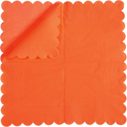 100 Pack Cocktail Napkin 2-Ply Scalloped Edged Dessert Napkins Folded 5 x 5 Inches Disposable Napkins for Dinner Wedding Birthday Party Bridal Anniversary Reception Event (Pink)