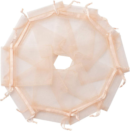100pcs White Organza Bags 2x3 inch Sheer Drawstring Gift Bags Jewelry Pouches Wedding Party Christmas Favor Gift Bags, Little Mesh Gift Pouches Mini Candy Bags for Small Presents Earrings