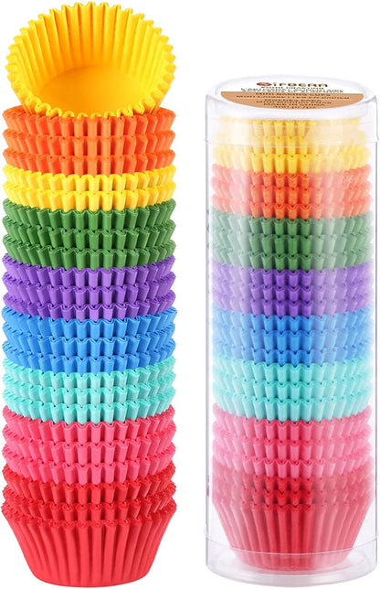 Gifbera Bright Rainbow Standard Cupcake Liners Solid Colorful Paper Baking Cups 400-Count
