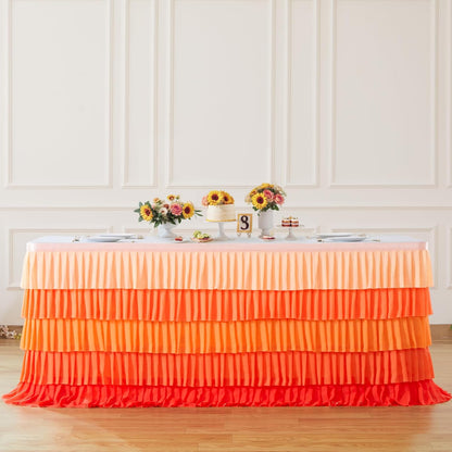 Pastel Rainbow Table Skirt Ruffle Party Tablecloth for Rectangle Table 6ft Birthday Party Baby Shower