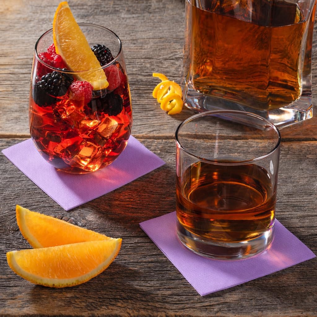 AH AMERICAN HOMESTEAD Cocktail Napkins-Disposable Beverage/Bar Napkins-White Linen-Like Square Napkins-Eco-Friendly & Compostable-Everyday Use, Party or Wedding 4.75inch x 4.75inch (100 Count, White)