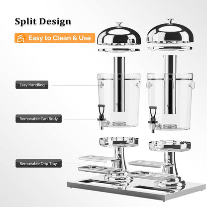 ROVSUN 4.4 Gallon/ 16.6L Drink Dispenser for Parties, Beverage Dispenser with Stand, Drink Dispenser Water Juice Dispenser Stainless Steel with Ice Container, Hot & Cold Drinks for Catering Buffet