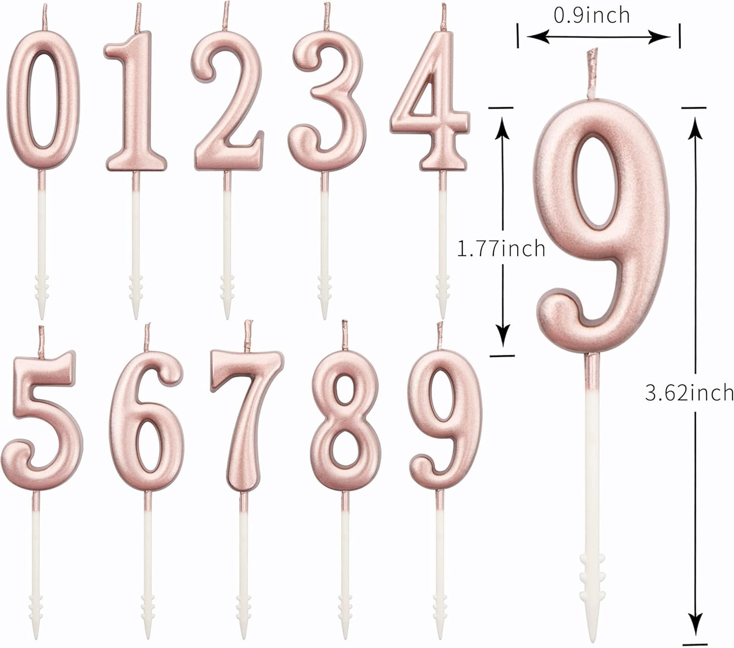 PHD CAKE 10-Pieces Pink Numeral Birthday Candles, Cake Numeral Candles Number 0-9 Glitter Cake Topper Decoration for Birthday,Wedding Anniversary,Party Celebration