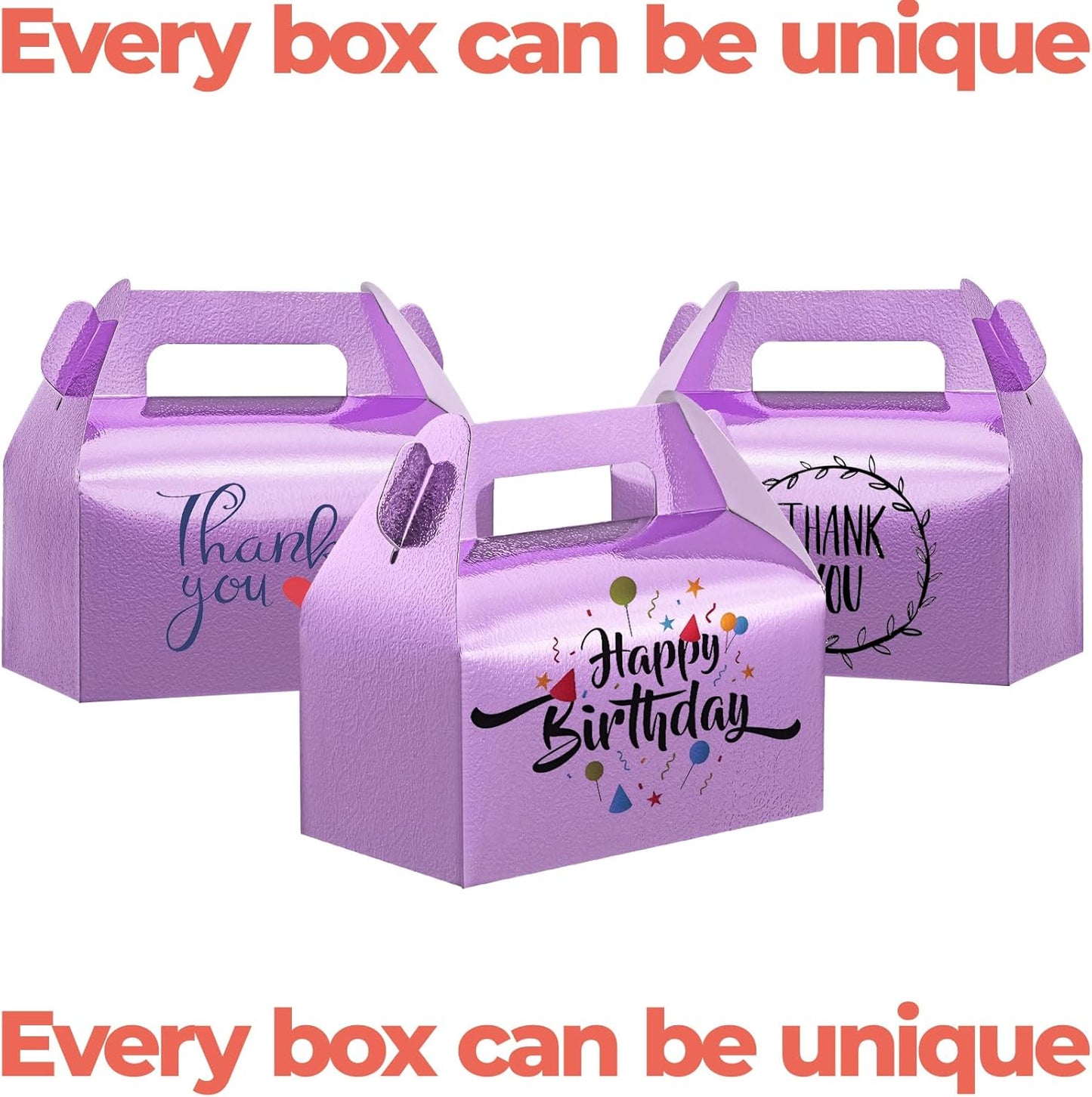UnicoPak 30 Pack Party Favor Boxes Treat Boxes, White Gable Gift Boxes for Party Favors Goodies Cookies Treats Candies Meals Lunch, 6.5x3.5x3.5 Inches