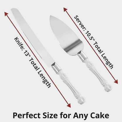 Homi styles Wedding Cake knife and Server Set | Elegant Rose Gold Color Premium 420 Stainless Steel plated Blades | Cake & Pie Serving Set for Wedding Cake, Birthdays, Anniversaries, Parties