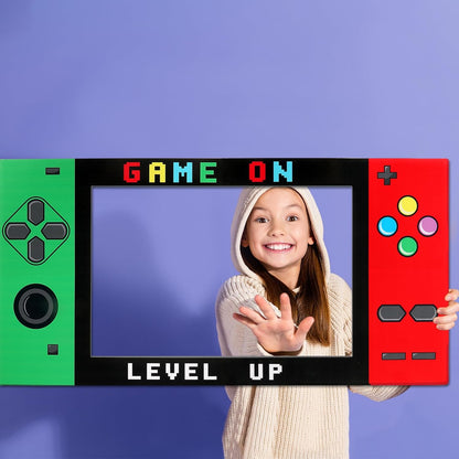 32 x 16 Foam Board Video Game Photo Props Gaming Party Decoration Handheld Gamed Theme Photo Booth Frame Video Gaming on Party Selfie Photography Prop for Birthday Game Fans Video Gamer Supplies
