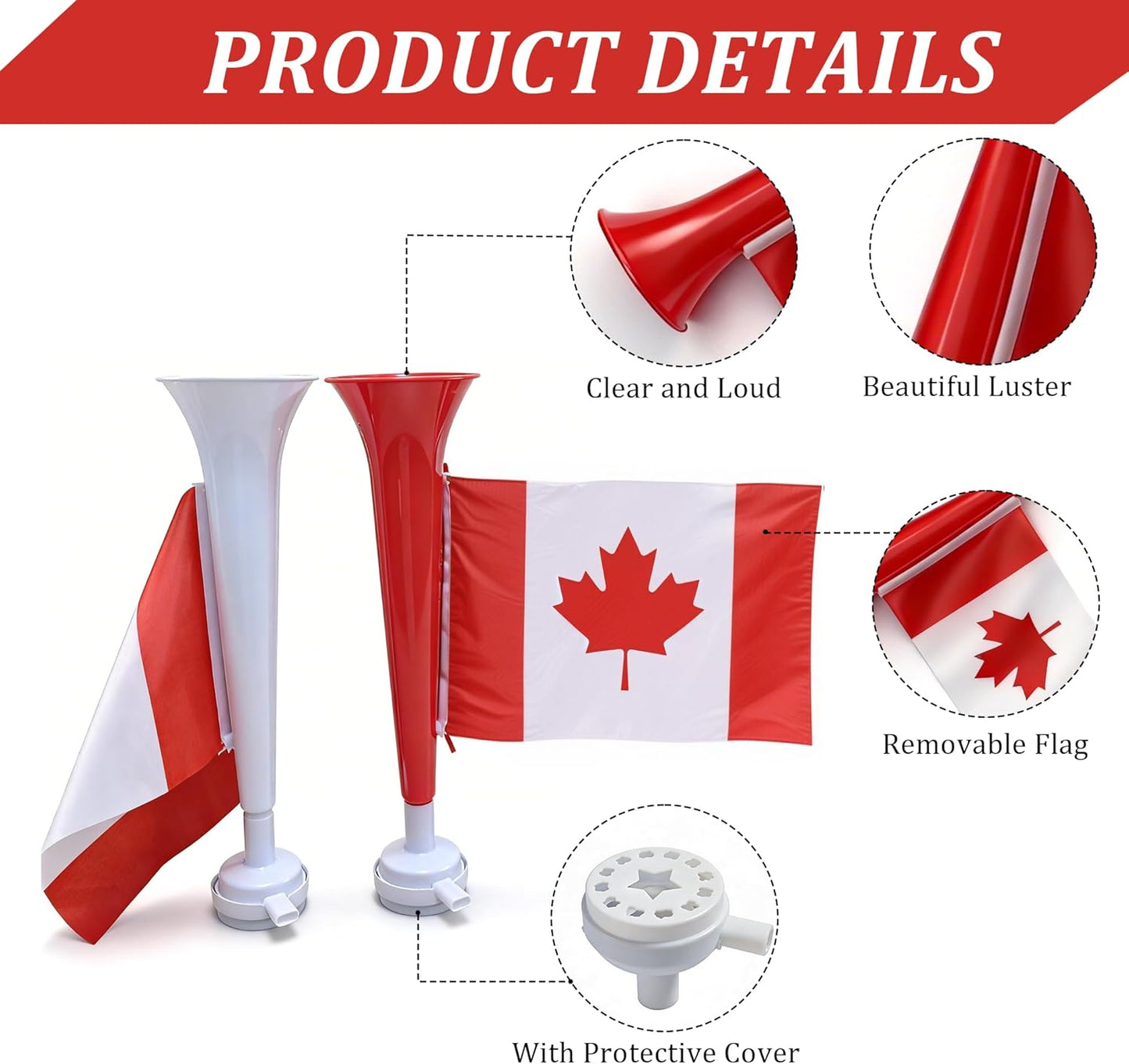 2Pcs Stadium Horns - Loud Sturdy Plastic Trumpets for Sports Events, Parties and Celebrations | Vuvuzela-Style Noise Makers for Crowd Cheering, Graduation, Parades, Birthday Parties