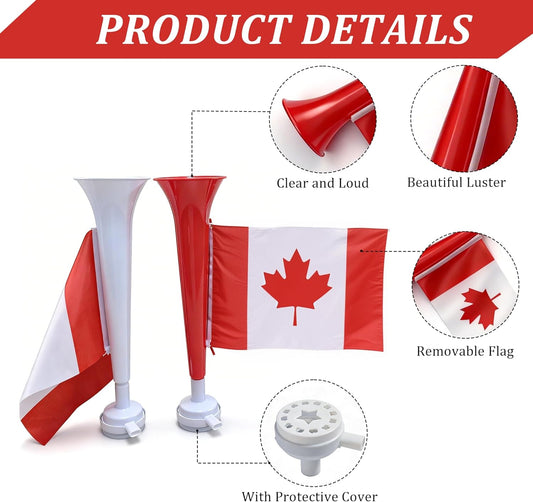 2Pcs Stadium Horns - Loud Sturdy Plastic Trumpets for Sports Events, Parties and Celebrations | Vuvuzela-Style Noise Makers for Crowd Cheering, Graduation, Parades, Birthday Parties