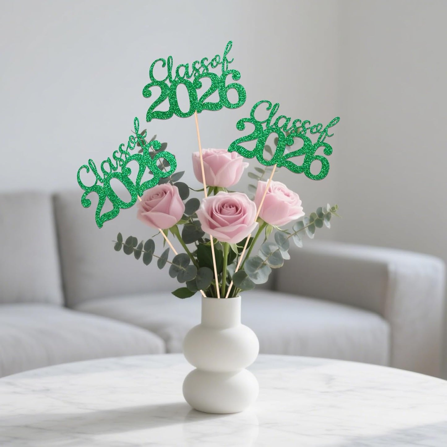 Gold Class of 2026 Double-sided Graduation Table Centerpieces, 12 Pcs Grad Party Decorations with Sticks, Graduation 2026 Party Supplies for Table Decor