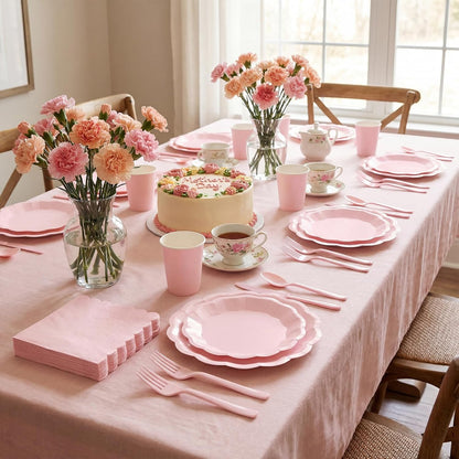 NatNarr 175 Pcs Sage Green Plates and Napkins Set, 25 Guest Sage Green Party Supplies Include Scalloped Paper Plate Napkin Cup Forks Knives Disposable Plastic Cutlery for Wedding Baby Shower Birthday