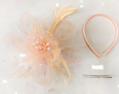 Fascinators Hat Women Tea Party Headband Flower Cocktail Mesh Feathers Hair Clip Kentucky Derby Hat Wedding