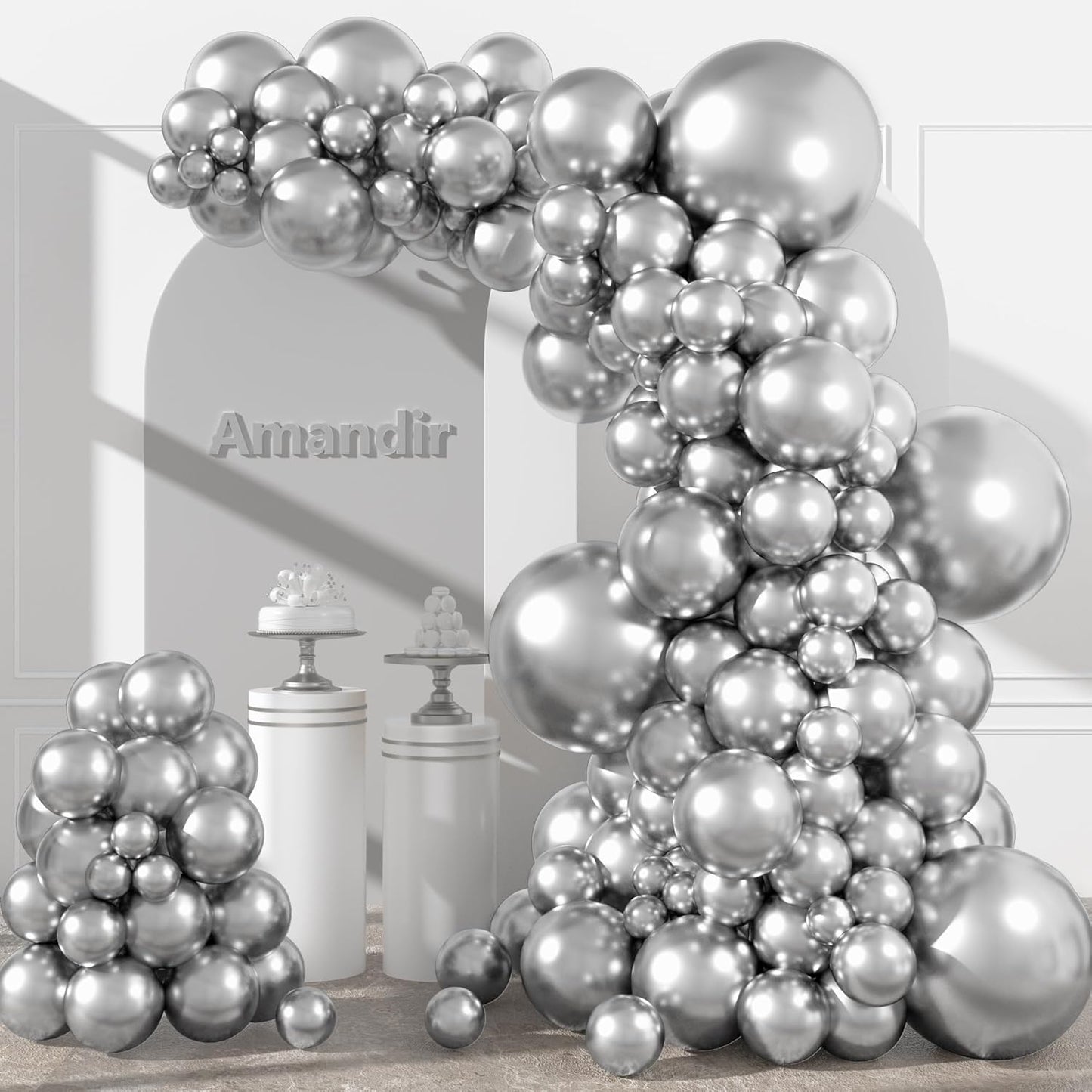 Amandir 153pcs White Sand Balloons Arch Garland Kit Different Sizes 18 12 10 5 Inch Cream Beige Sand White Latex Balloon for Birthday Boho Neutral Baby Shower Wedding Anniversary Party Decorations