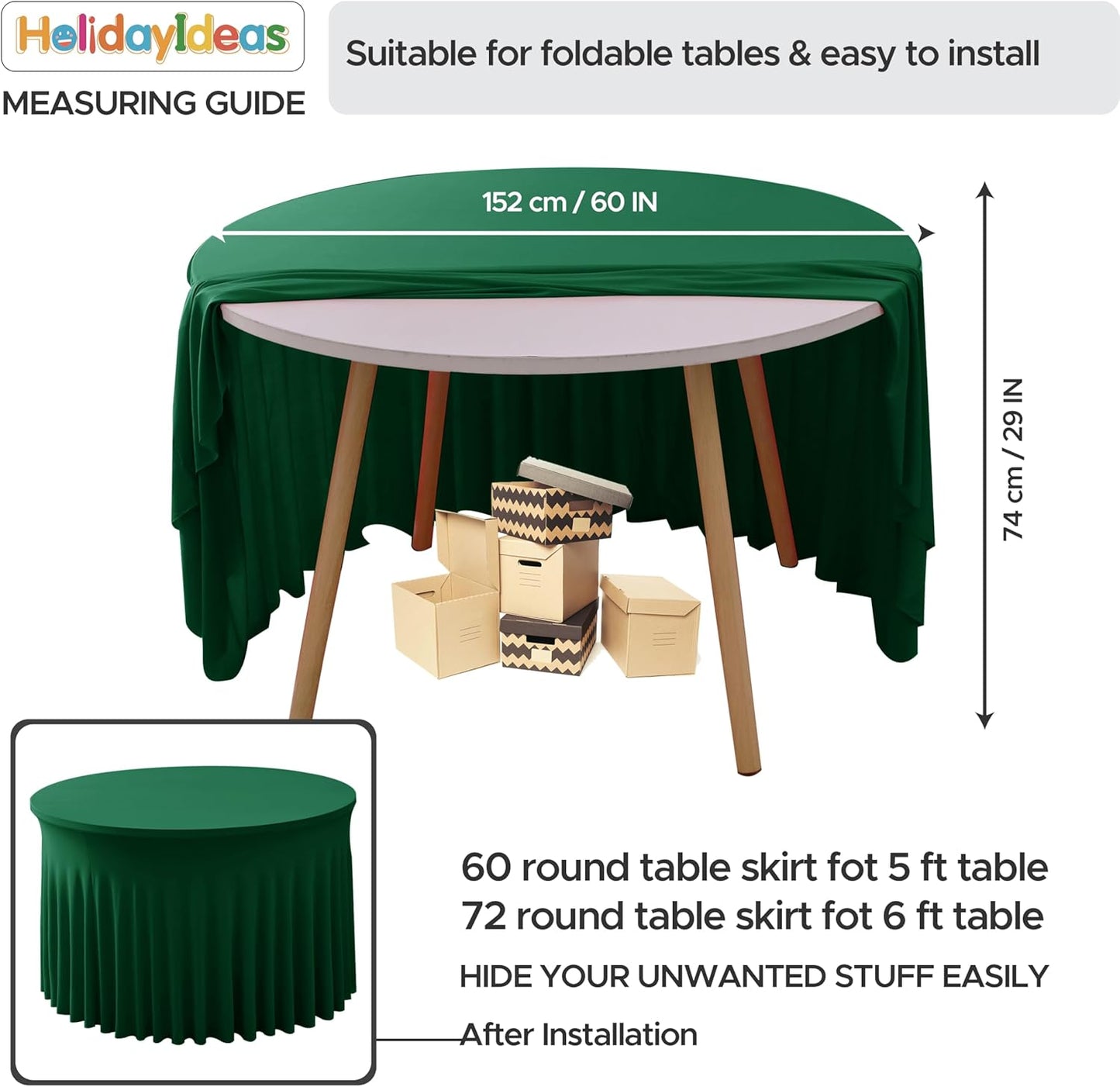 HolidayIdeas 2 Pack Spandex Table Skirt for 6 Ft Rectangle Tables, Black Fitted Stretch Tablecloth 30 x 72 Inch, Wrinkle Resistant Ruffle Design for Wedding Banquets, Trade Shows, Parties