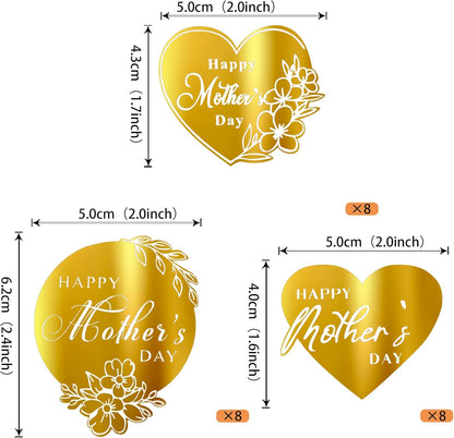 24 PCS Happy Mother's Day Cupcake Toppers with Glitter Heart Love Mother Best Mom Cupcake Picks for Happy Mother's Day Theme Women Birthday Party Cake Decorations Supplies Rose Gold