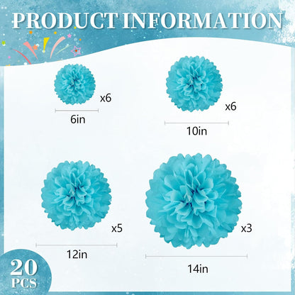 20 PCS Orange Tissue Paper Pom Poms, Tissue Pom Poms Flowers, Sizes of 6", 10", 12", 14" Hanging Paper Flower Ball for Wedding, Birthday, Halloween, Christmas, Baby Shower Party Decor