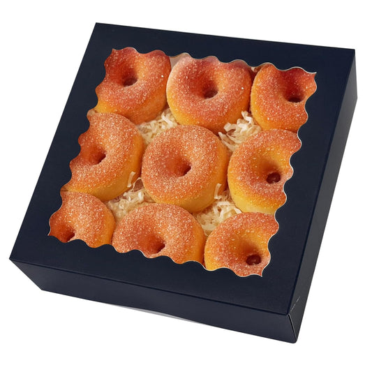 qiqee 8x8x2.5 Inch White Pastry Box With Window Donut Pie Boxes 12pcs Bakery Box (Auto-pop Up)
