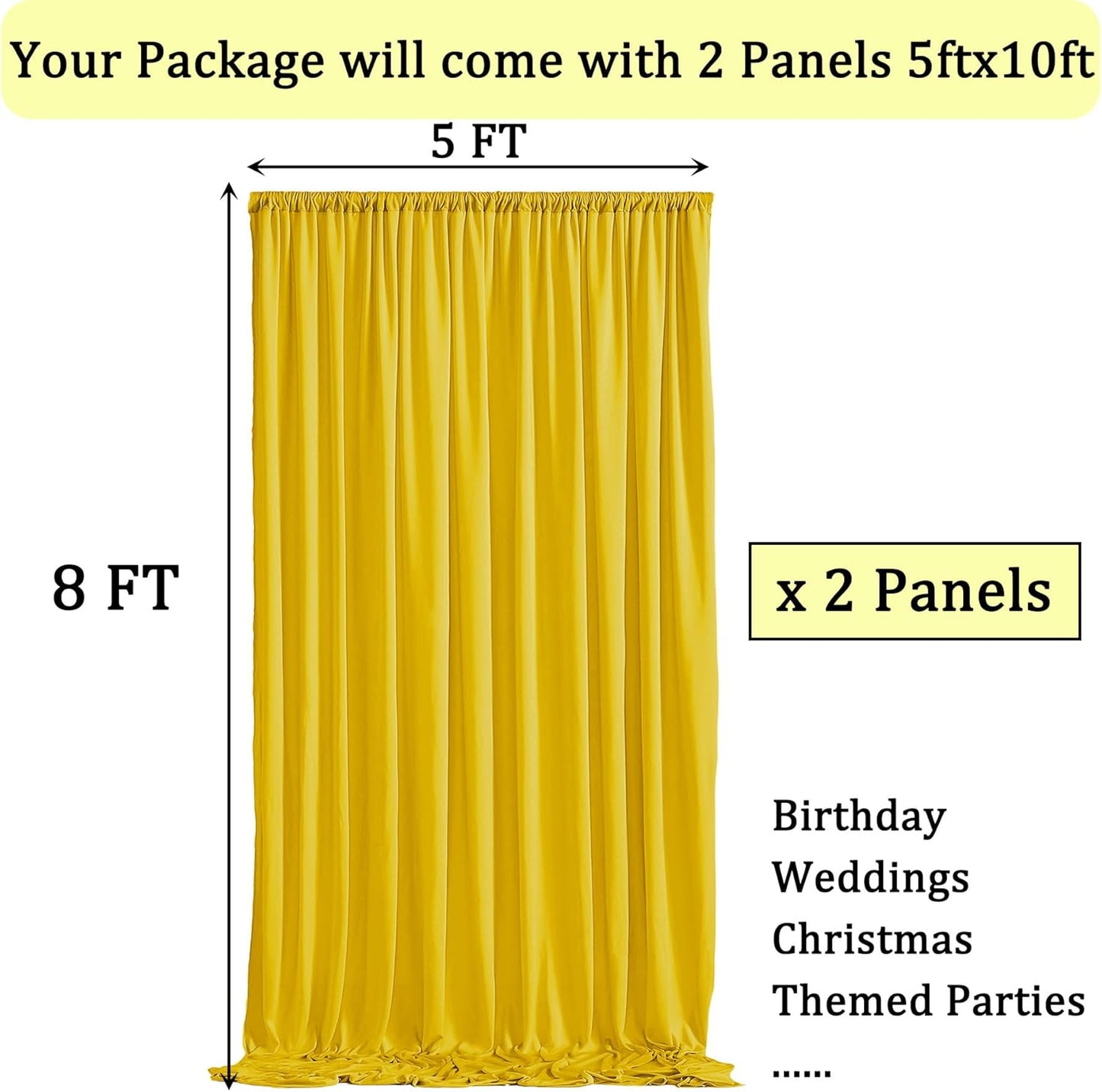 10ftx10ft Black Backdrop Curtains for Weddings Parties, Wrinkle Free 2 Panels Silky Polyester Photo Backdrop Drapes Back Drop Cloth Drapery for Birthday Mother'sDay Photography Background