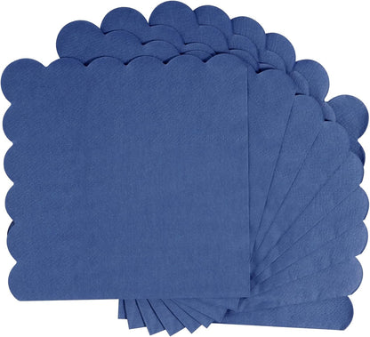 100 Pcs Cocktail Napkins, 2-Ply 5 x 5 Inches Disposable Scalloped Napkins, Thick Premium Dessert Napkins for Party, Wedding, Dinner, Birthday, Anniversary, Festival (Sage Green)