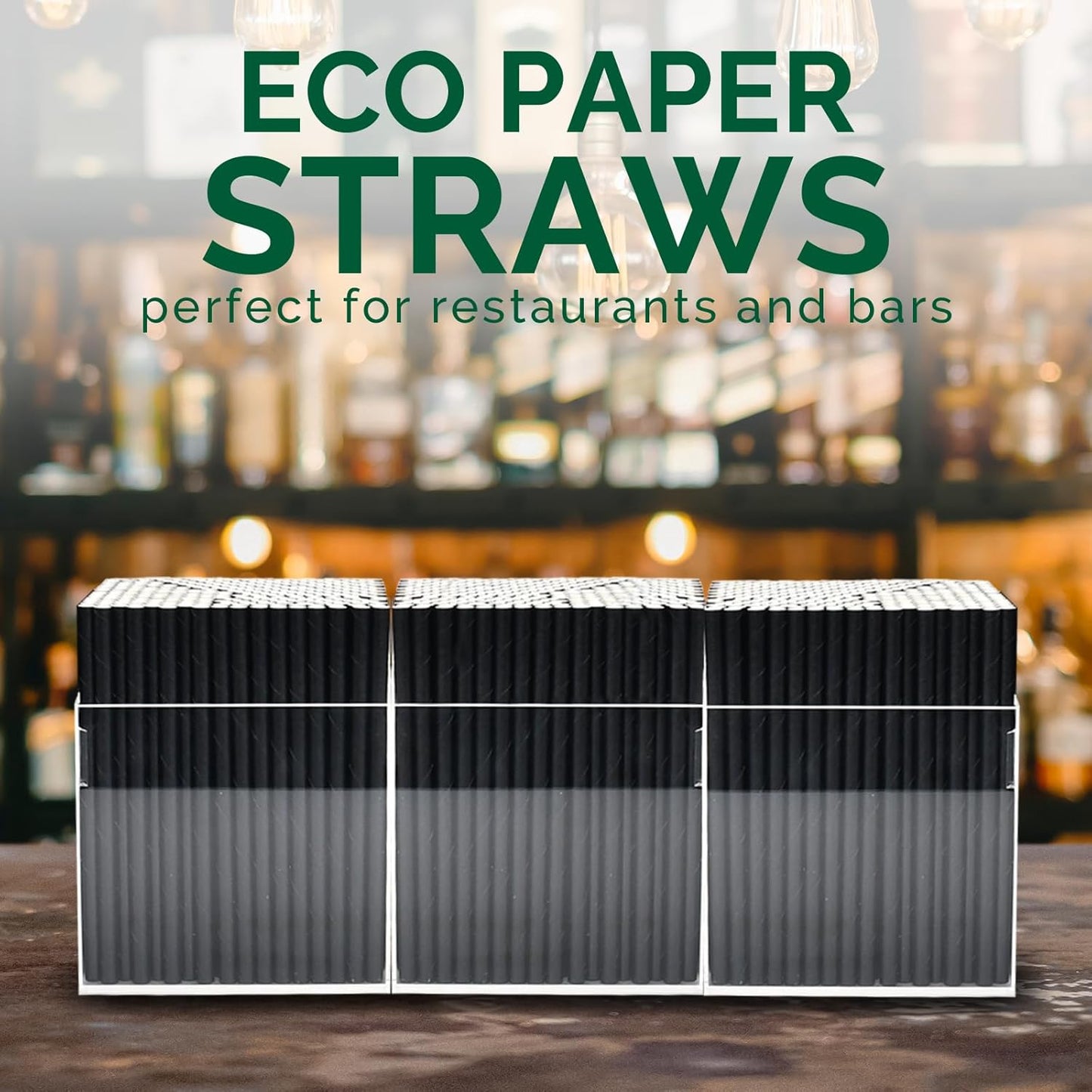 Black Paper Straws, Solid black/250 Bulk, Biodegradable Paper Drinking Straws for Cocktail, Drinks, Bars and Restaurant, 7.75"x0.24"