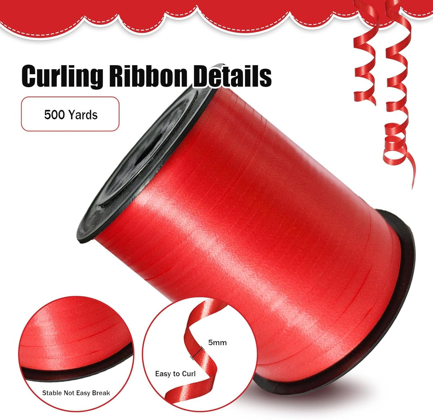 500 Yards Curling Ribbon， Black Balloon String Ribbon，for Gift Wrapping，Party Decoration, Wedding,Birthday，Art Crafts, Florist Flower