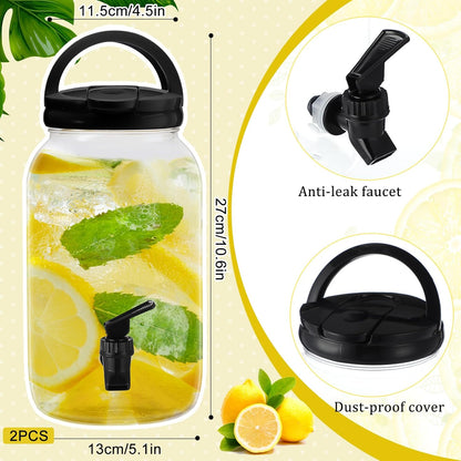 Havawish 2 Pcs 1 Gallon Plastic Beverage Dispenser with Spigot Clear Summer Kitchen Fridge Drink Dispenser for Parties Lemonade Juice Tea Beer Cold Water (Red,Cylinder)