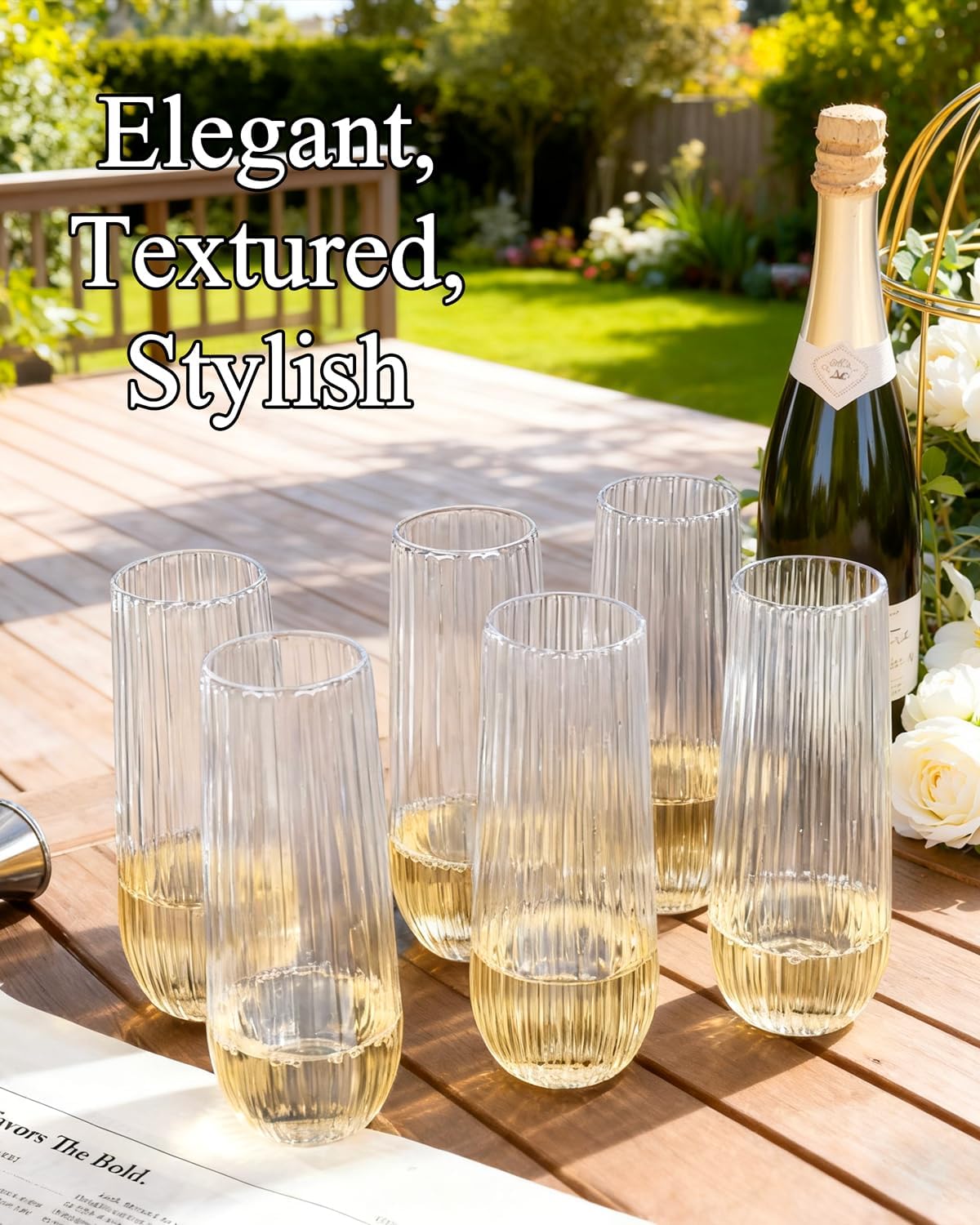 Ciaell 30 Pack Pink Plastic Ribbed Wine Glasses, 12 OZ Origami Stemless Disposable Wine Champagne Whiskey Glasses Unbreakable Clear Plastic Cocktail Glasses, Wine Cups for Party Wedding