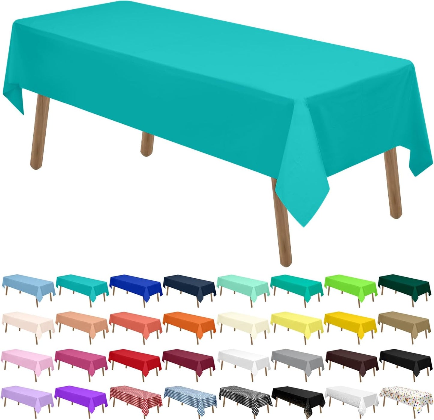 PARTY ULYJA White Plastic Tablecloths 2 Pack Disposable Table Covers 54 x 108 Inch Bridal Shower PEVA Vinyl Table Cloths for Picnic Birthday Wedding Banquet Parties 8 ft Rectangle Table Use