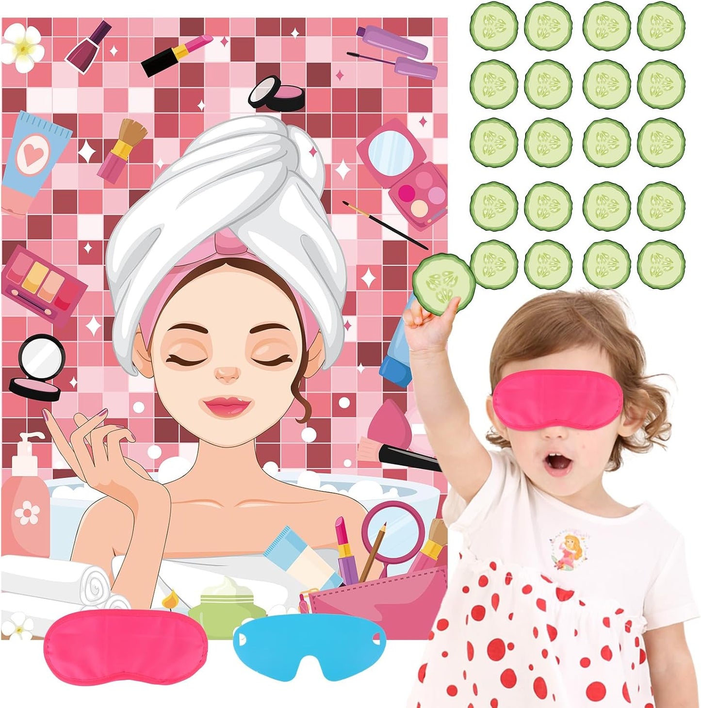 Pin The Crown on The Princess Party Games for Girls Princess Birthday Party with 24 Pcs Crowns, Large Princess Poster for Kids Girls Princess Birthday Party Princess Tea Party Decorations