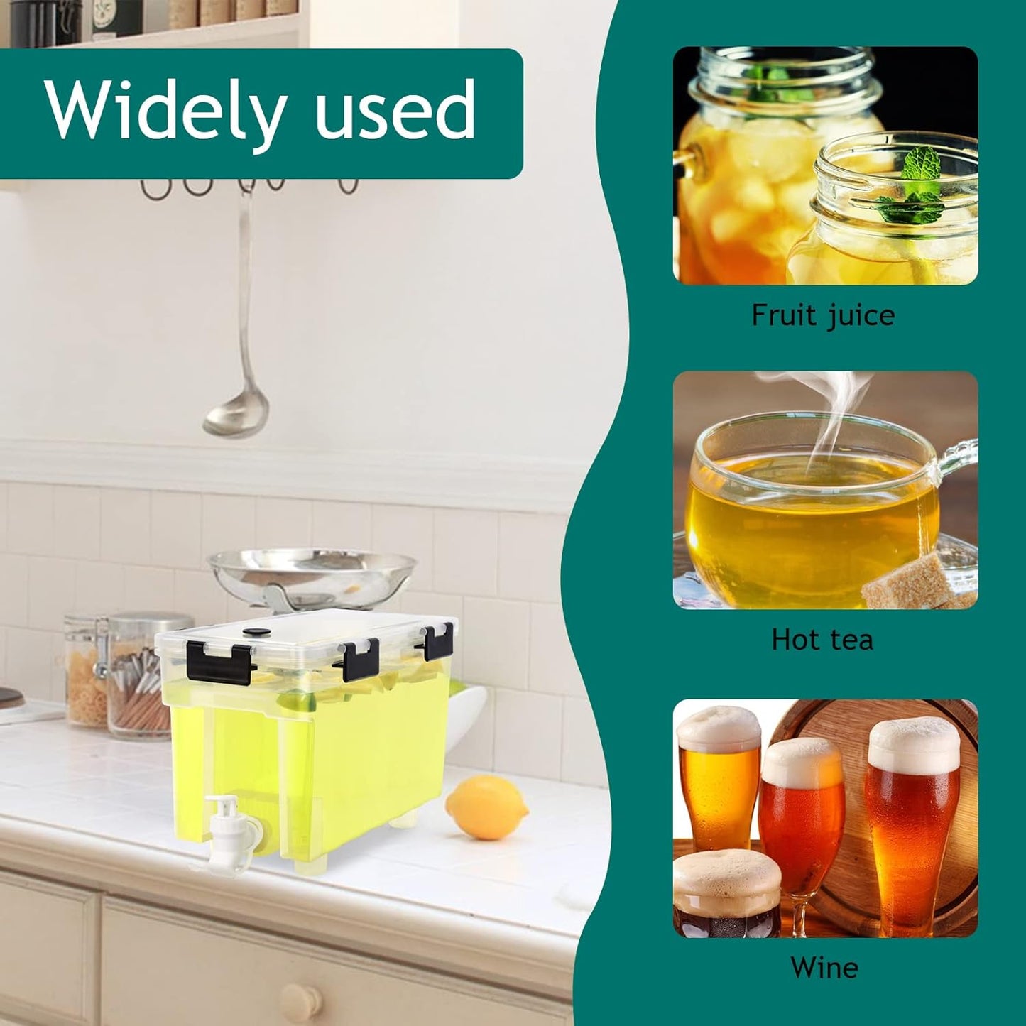 2.5 Gallon Drink Dispenser For Fridge,Beverage Dispenser With Spigot. Milk,Lemonade Dispenser,Juice Containers With Lids For Parties And Dairly Use,100% Sealed And Filter screen（1+1.5）Gallon