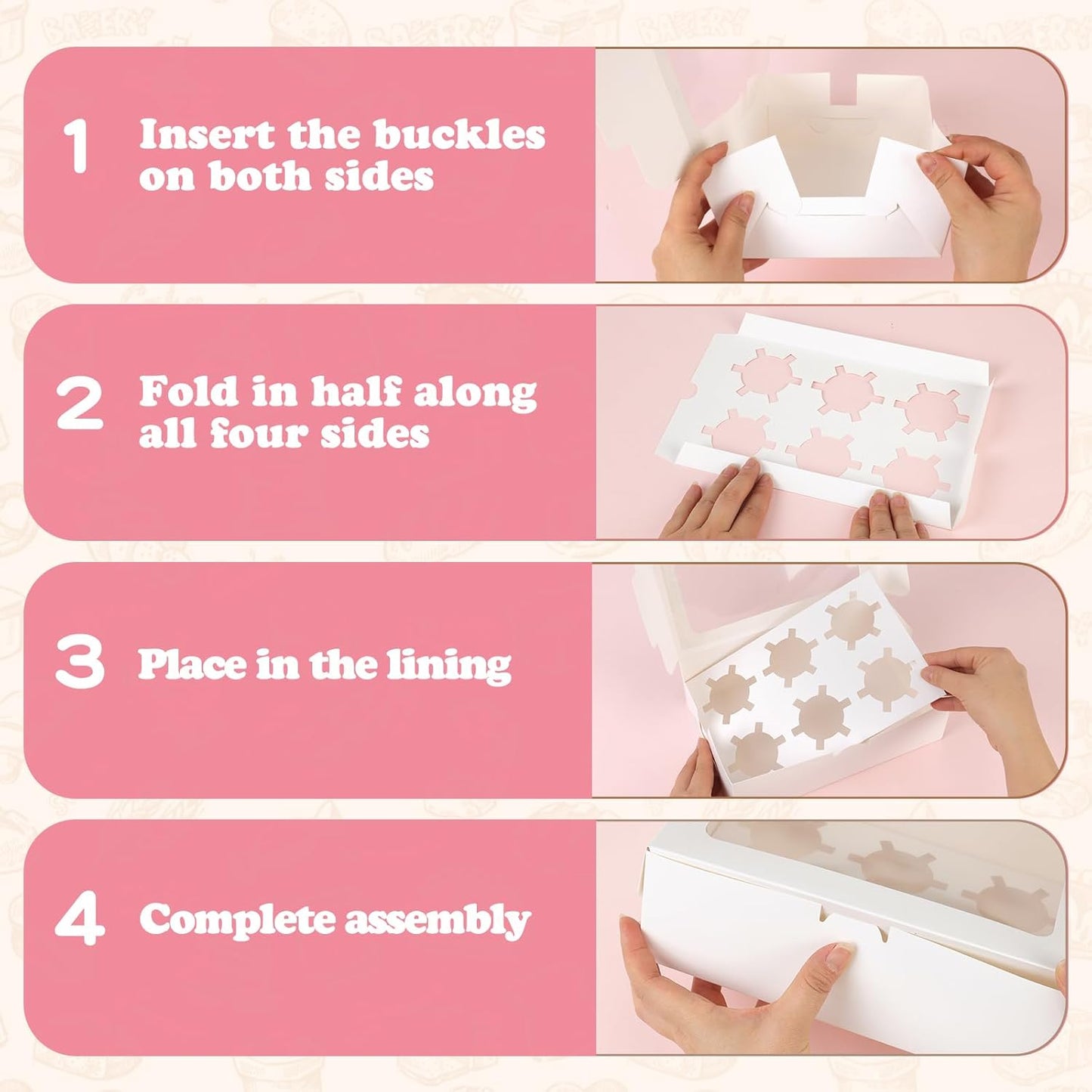 TOMNK 20pcs Cupcake Boxes, Cupcake Boxes 12 Count, 13x10x3.5 Inch White Containers Bakery Holders with Windows and Inserts to Fit Muffins, Cookies
