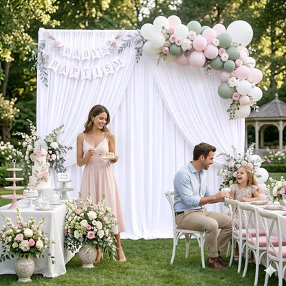 10ftx10ft Black Backdrop Curtains for Weddings Parties, Wrinkle Free 2 Panels Silky Polyester Photo Backdrop Drapes Back Drop Cloth Drapery for Birthday Mother'sDay Photography Background