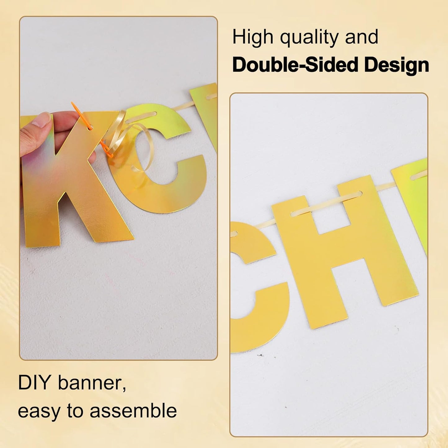 BEISHIDA 116 PCS A-Z DIY Letter Banner Kit Make Your Own Banner Including 111 Letters and Numbers 3 Rope and 2 Threading Device,Customized for Birthday Graduation Wedding Decor Black