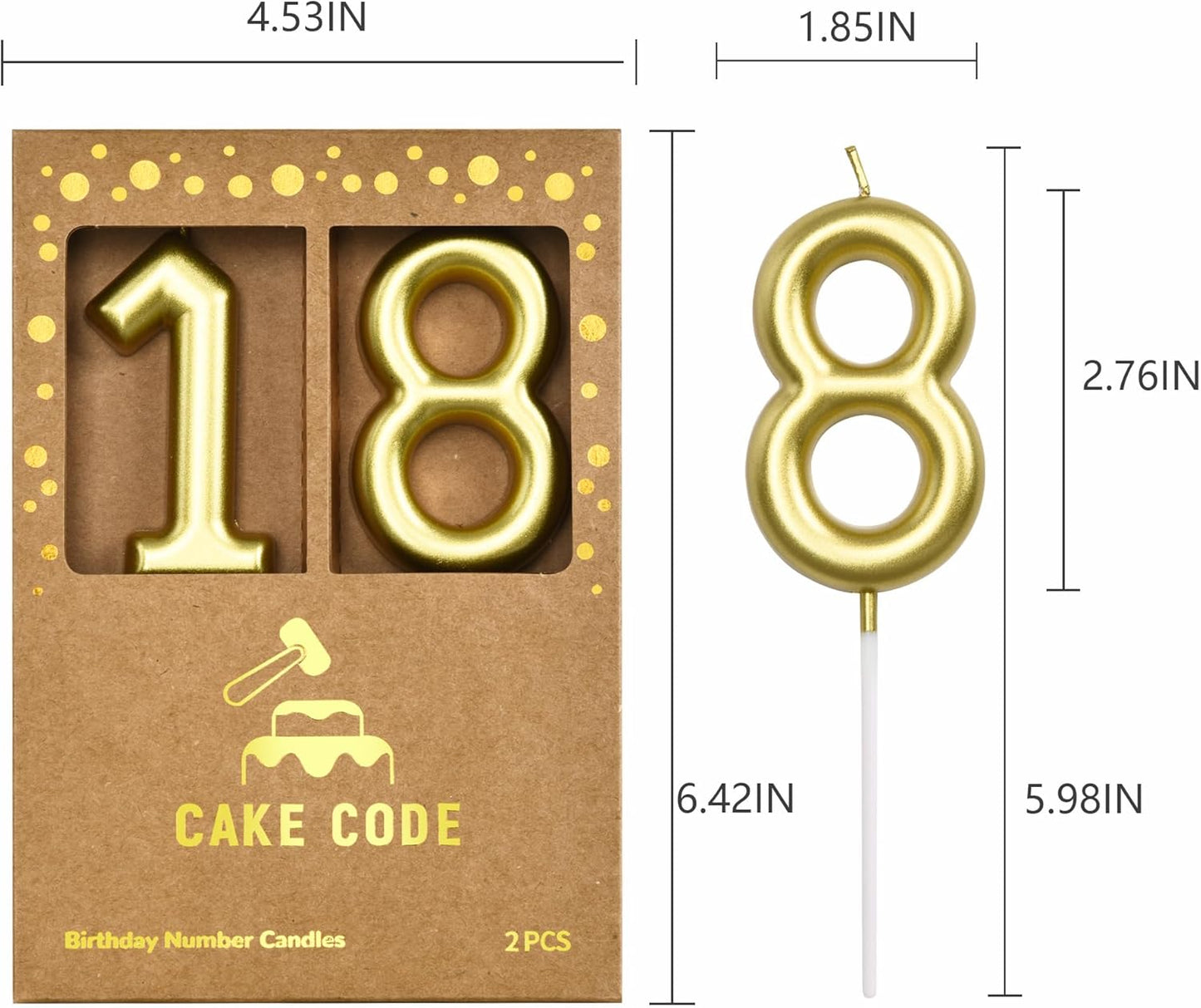 2.76 Inch Classical Gold 5 Number Birthday Candles, Gold Number Candles, Cake Number Candles, Party Celebration